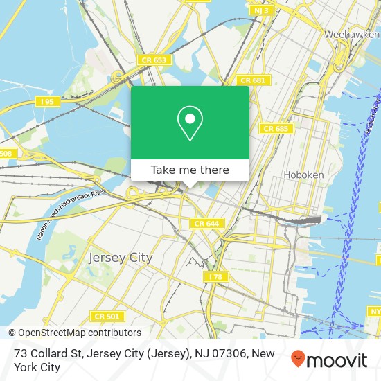 Mapa de 73 Collard St, Jersey City (Jersey), NJ 07306