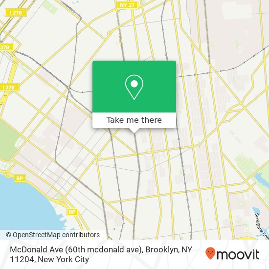 Mapa de McDonald Ave (60th mcdonald ave), Brooklyn, NY 11204