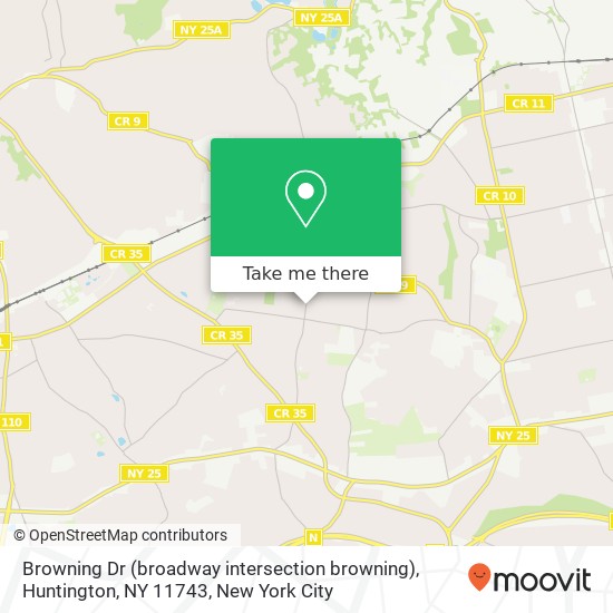 Mapa de Browning Dr (broadway intersection browning), Huntington, NY 11743
