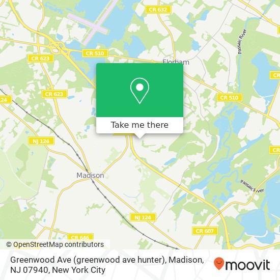 Mapa de Greenwood Ave (greenwood ave hunter), Madison, NJ 07940