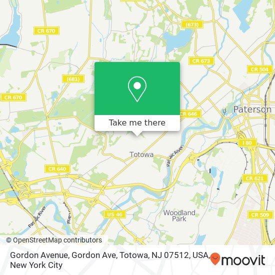 Gordon Avenue, Gordon Ave, Totowa, NJ 07512, USA map