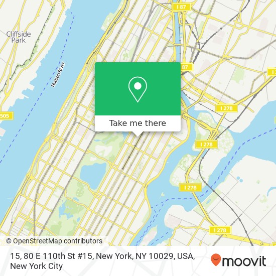 15, 80 E 110th St #15, New York, NY 10029, USA map