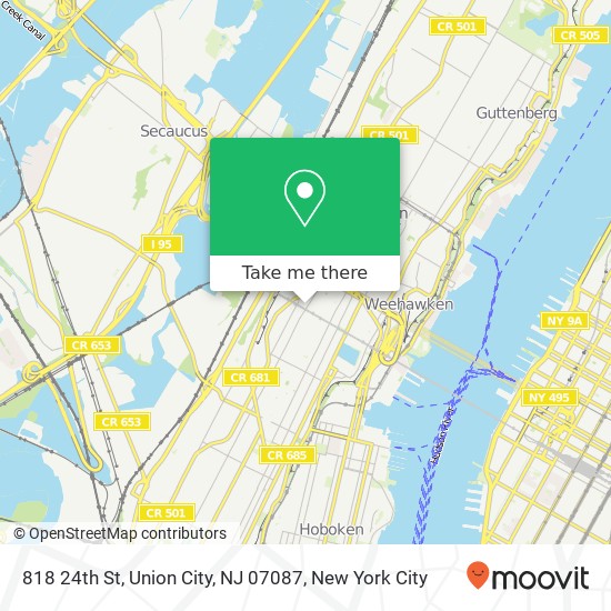 Mapa de 818 24th St, Union City, NJ 07087