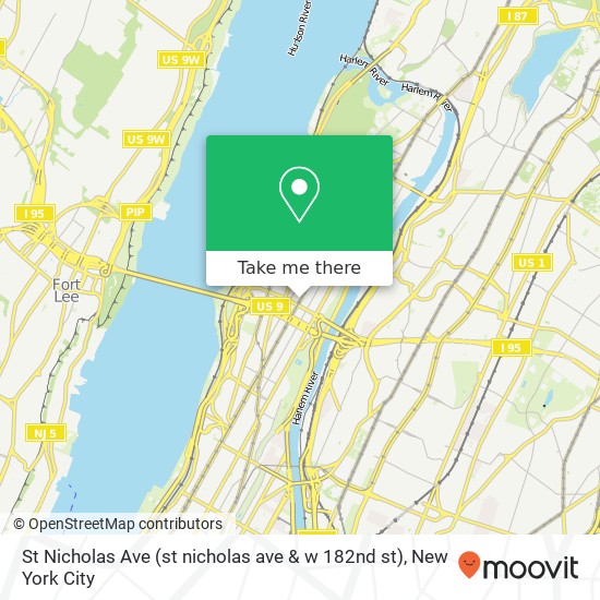 Mapa de St Nicholas Ave (st nicholas ave & w 182nd st), New York, NY 10033