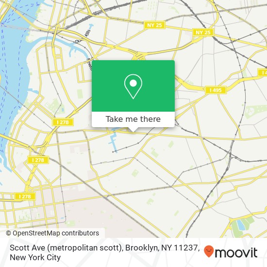 Mapa de Scott Ave (metropolitan scott), Brooklyn, NY 11237