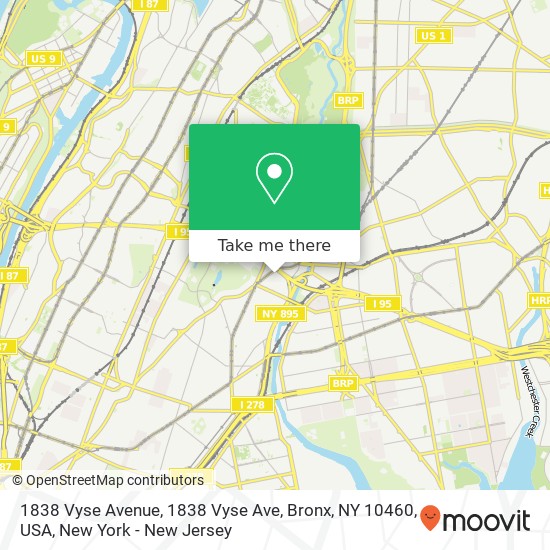 1838 Vyse Avenue, 1838 Vyse Ave, Bronx, NY 10460, USA map