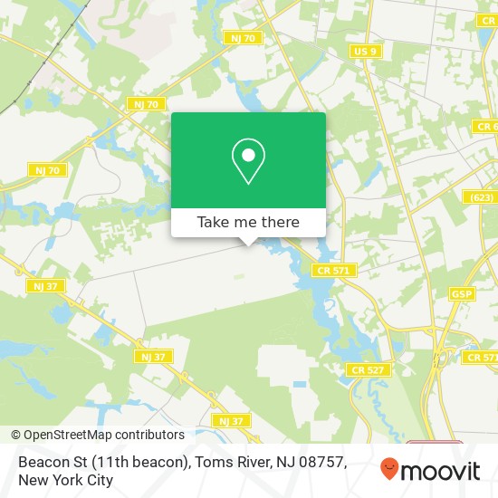 Mapa de Beacon St (11th beacon), Toms River, NJ 08757