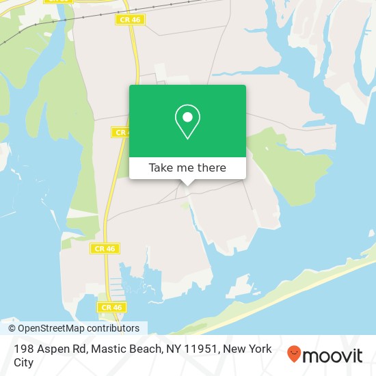 Mapa de 198 Aspen Rd, Mastic Beach, NY 11951