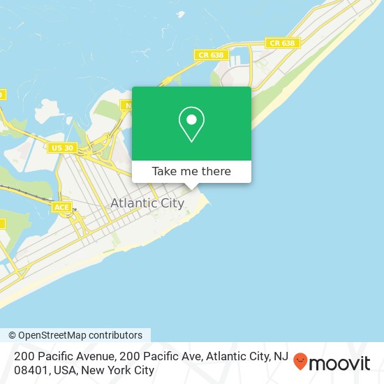 Mapa de 200 Pacific Avenue, 200 Pacific Ave, Atlantic City, NJ 08401, USA