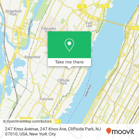 Mapa de 247 Knox Avenue, 247 Knox Ave, Cliffside Park, NJ 07010, USA