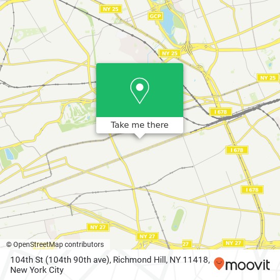 Mapa de 104th St (104th 90th ave), Richmond Hill, NY 11418