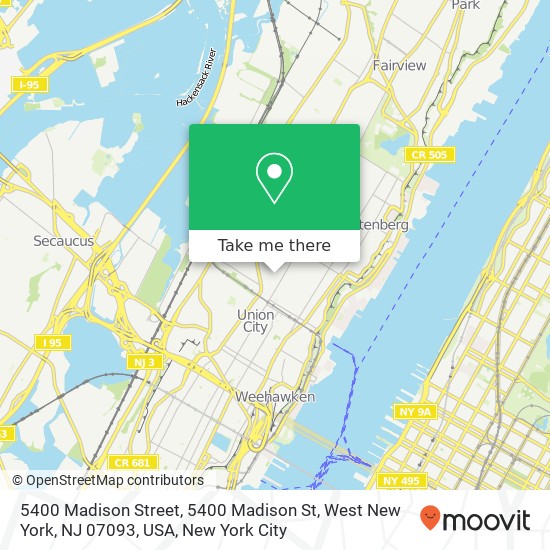 5400 Madison Street, 5400 Madison St, West New York, NJ 07093, USA map