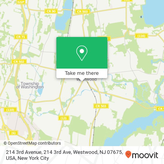 Mapa de 214 3rd Avenue, 214 3rd Ave, Westwood, NJ 07675, USA