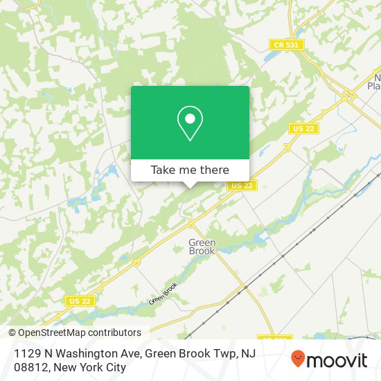 Mapa de 1129 N Washington Ave, Green Brook Twp, NJ 08812