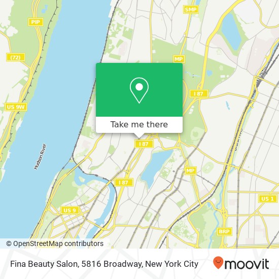 Mapa de Fina Beauty Salon, 5816 Broadway