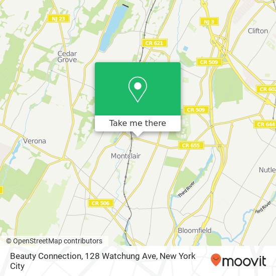 Mapa de Beauty Connection, 128 Watchung Ave