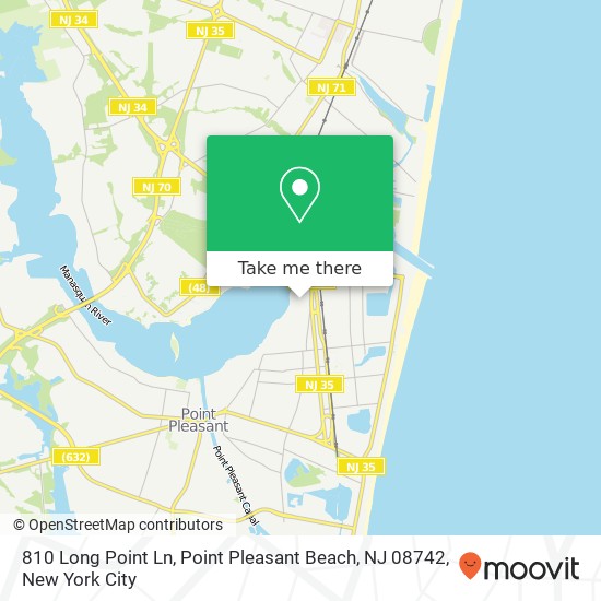 Mapa de 810 Long Point Ln, Point Pleasant Beach, NJ 08742