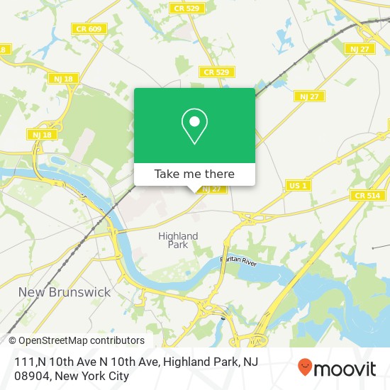 Mapa de 111,N 10th Ave N 10th Ave, Highland Park, NJ 08904