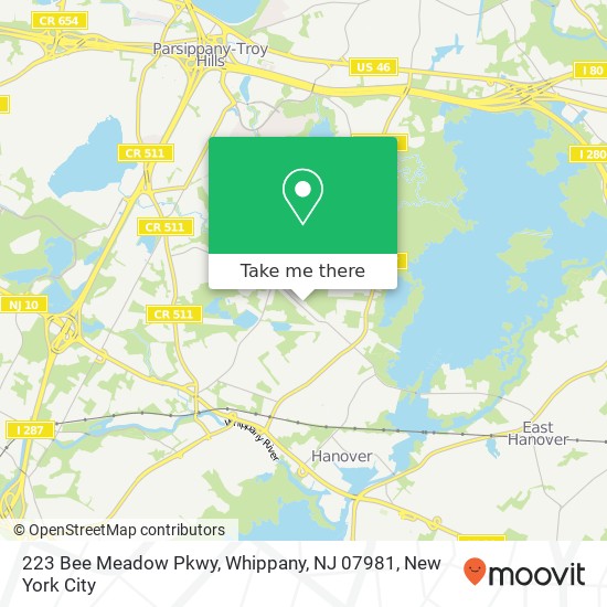 Mapa de 223 Bee Meadow Pkwy, Whippany, NJ 07981