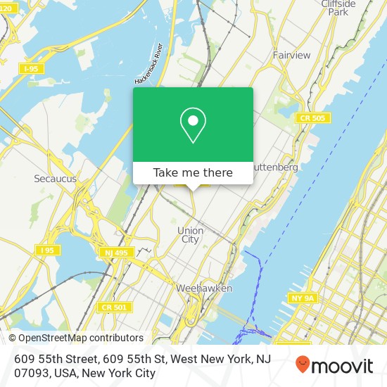 Mapa de 609 55th Street, 609 55th St, West New York, NJ 07093, USA