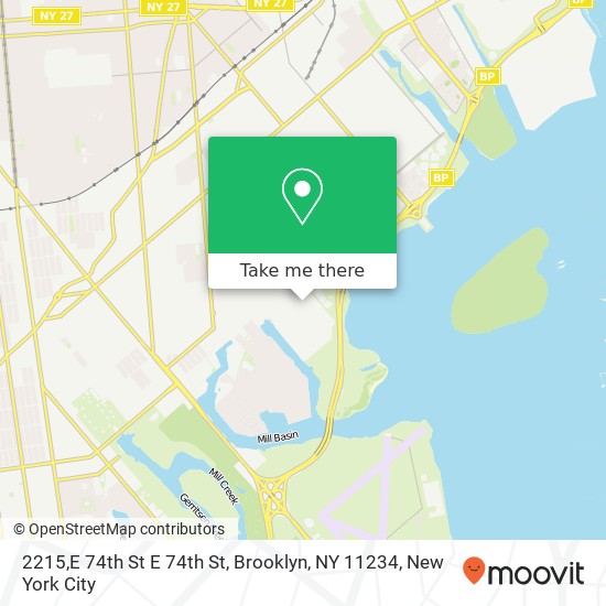 Mapa de 2215,E 74th St E 74th St, Brooklyn, NY 11234