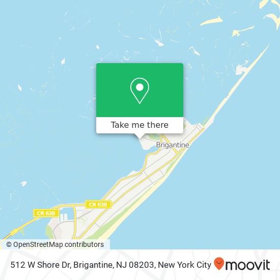 Mapa de 512 W Shore Dr, Brigantine, NJ 08203