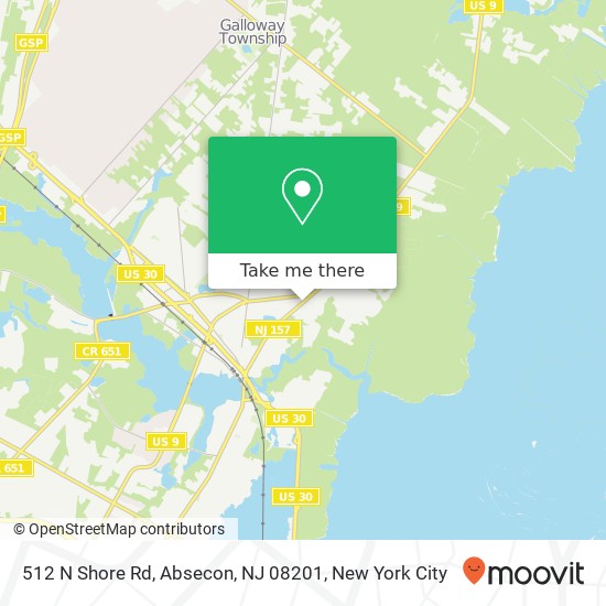 Mapa de 512 N Shore Rd, Absecon, NJ 08201