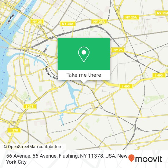Mapa de 56 Avenue, 56 Avenue, Flushing, NY 11378, USA