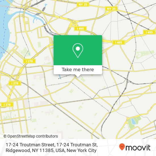 Mapa de 17-24 Troutman Street, 17-24 Troutman St, Ridgewood, NY 11385, USA
