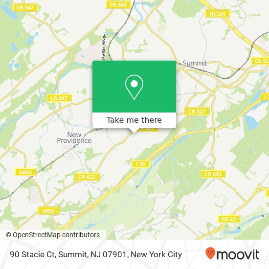 Mapa de 90 Stacie Ct, Summit, NJ 07901