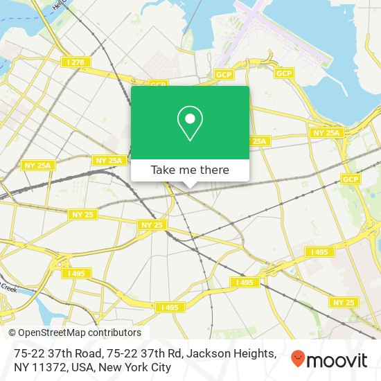 75-22 37th Road, 75-22 37th Rd, Jackson Heights, NY 11372, USA map