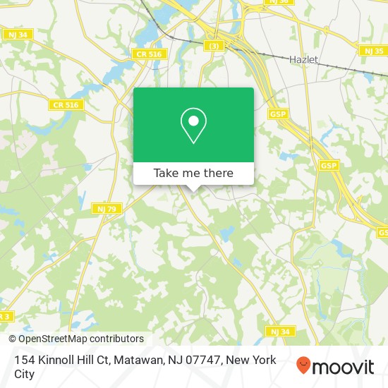 Mapa de 154 Kinnoll Hill Ct, Matawan, NJ 07747