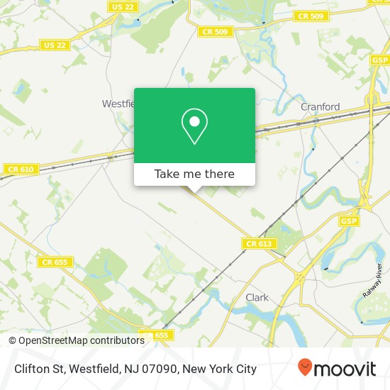 Mapa de Clifton St, Westfield, NJ 07090