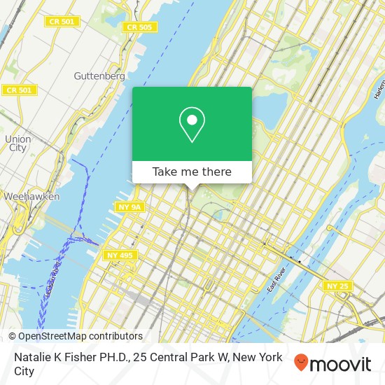 Natalie K Fisher PH.D., 25 Central Park W map