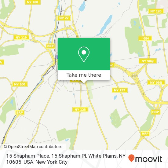 Mapa de 15 Shapham Place, 15 Shapham Pl, White Plains, NY 10605, USA