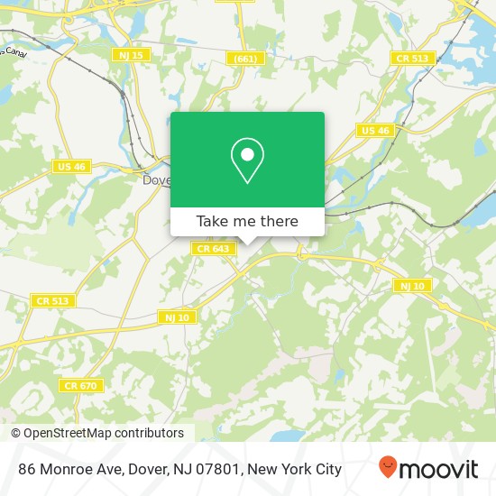 Mapa de 86 Monroe Ave, Dover, NJ 07801