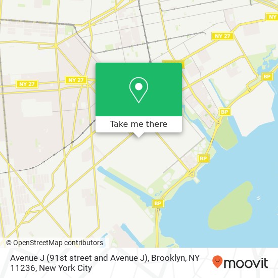 Mapa de Avenue J (91st street and Avenue J), Brooklyn, NY 11236