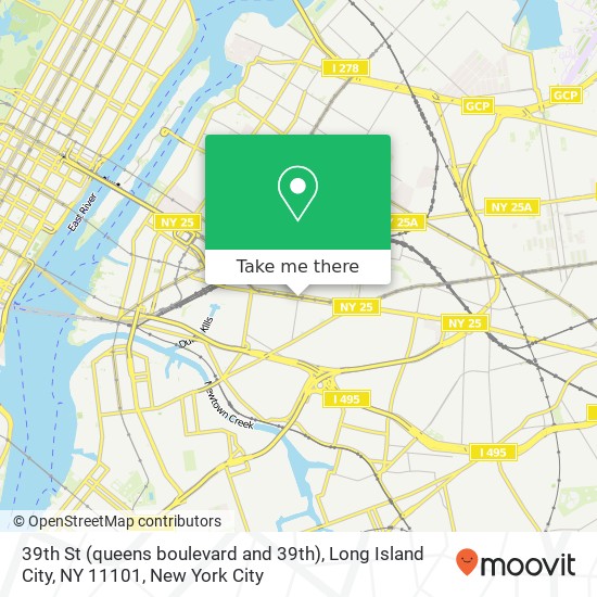 Mapa de 39th St (queens boulevard and 39th), Long Island City, NY 11101