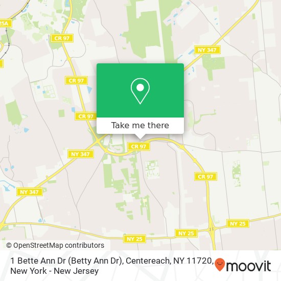Mapa de 1 Bette Ann Dr (Betty Ann Dr), Centereach, NY 11720