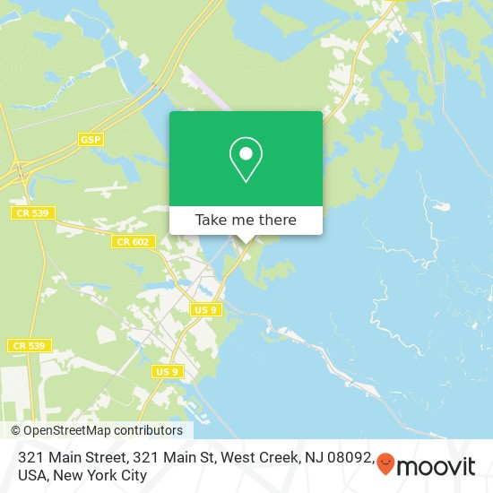 Mapa de 321 Main Street, 321 Main St, West Creek, NJ 08092, USA