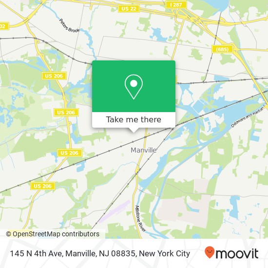 Mapa de 145 N 4th Ave, Manville, NJ 08835