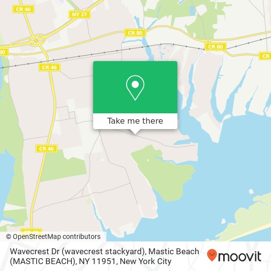 Mapa de Wavecrest Dr (wavecrest stackyard), Mastic Beach (MASTIC BEACH), NY 11951