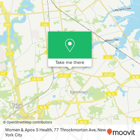 Mapa de Women & Apos S Health, 77 Throckmorton Ave