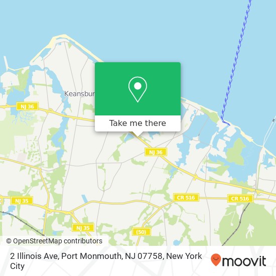 Mapa de 2 Illinois Ave, Port Monmouth, NJ 07758