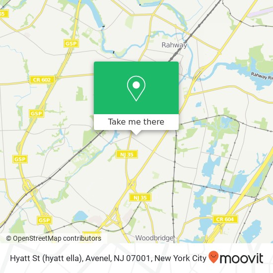 Mapa de Hyatt St (hyatt ella), Avenel, NJ 07001