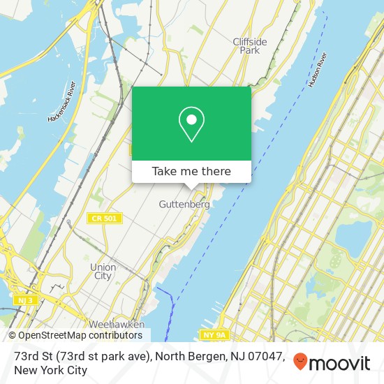 Mapa de 73rd St (73rd st park ave), North Bergen, NJ 07047