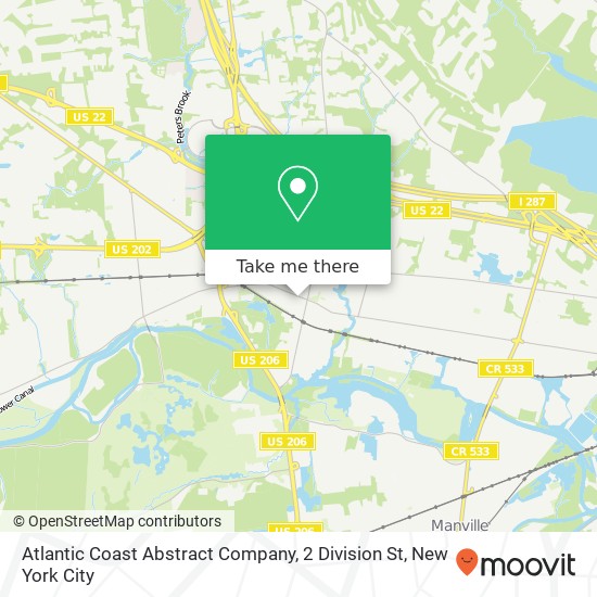 Mapa de Atlantic Coast Abstract Company, 2 Division St