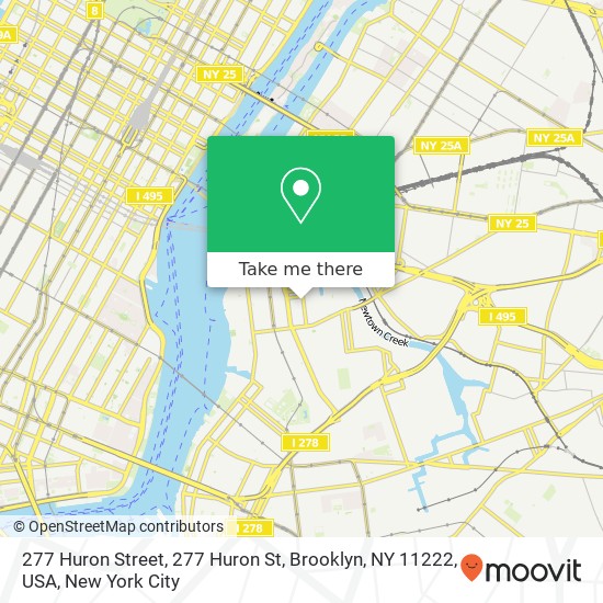 Mapa de 277 Huron Street, 277 Huron St, Brooklyn, NY 11222, USA