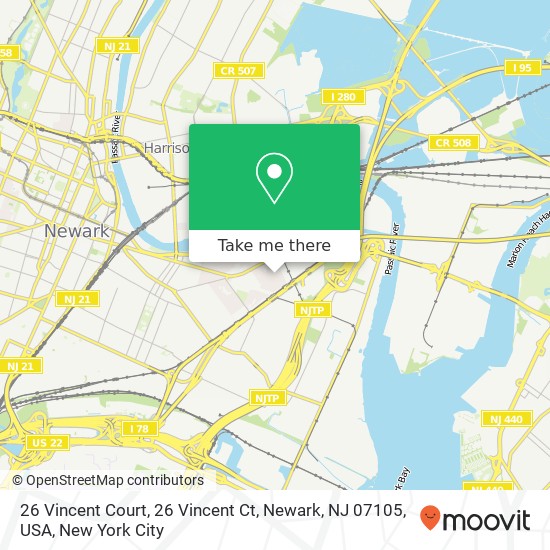 Mapa de 26 Vincent Court, 26 Vincent Ct, Newark, NJ 07105, USA