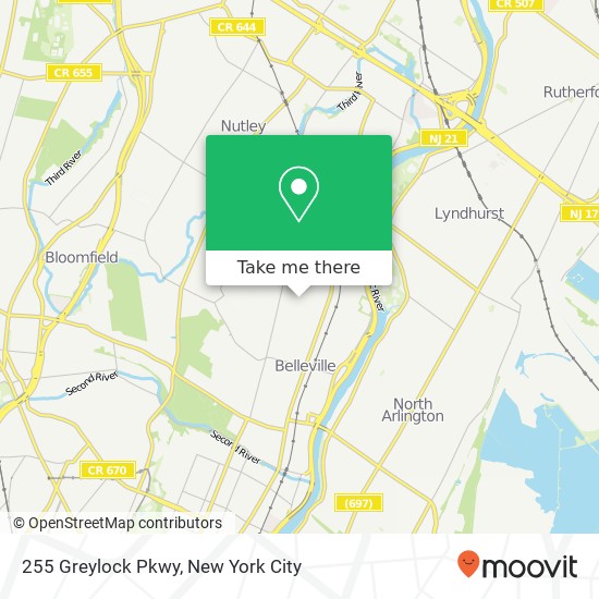 Mapa de 255 Greylock Pkwy, Belleville, NJ 07109